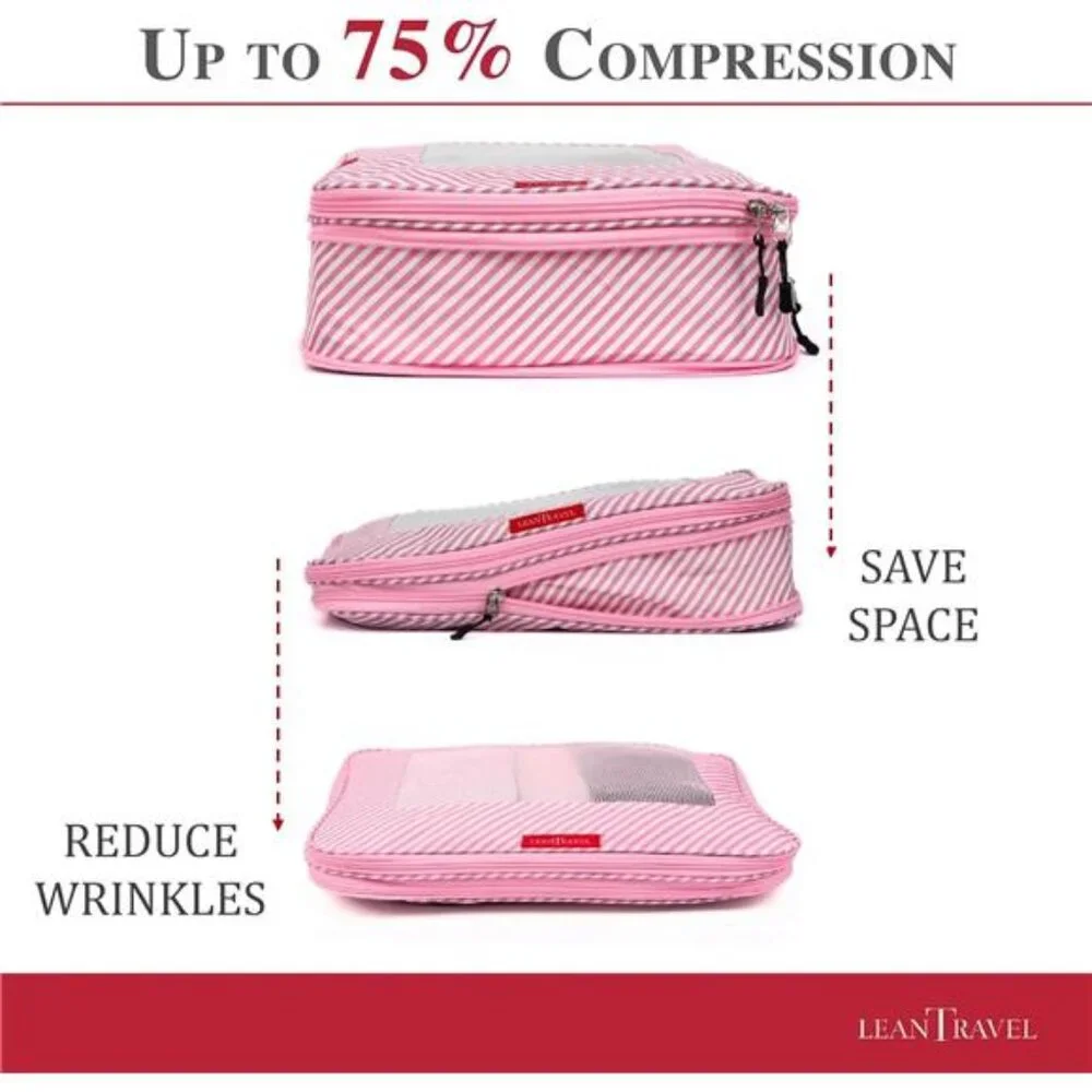 Compression Packing Cubes for Travel Organizers with Double Zipper